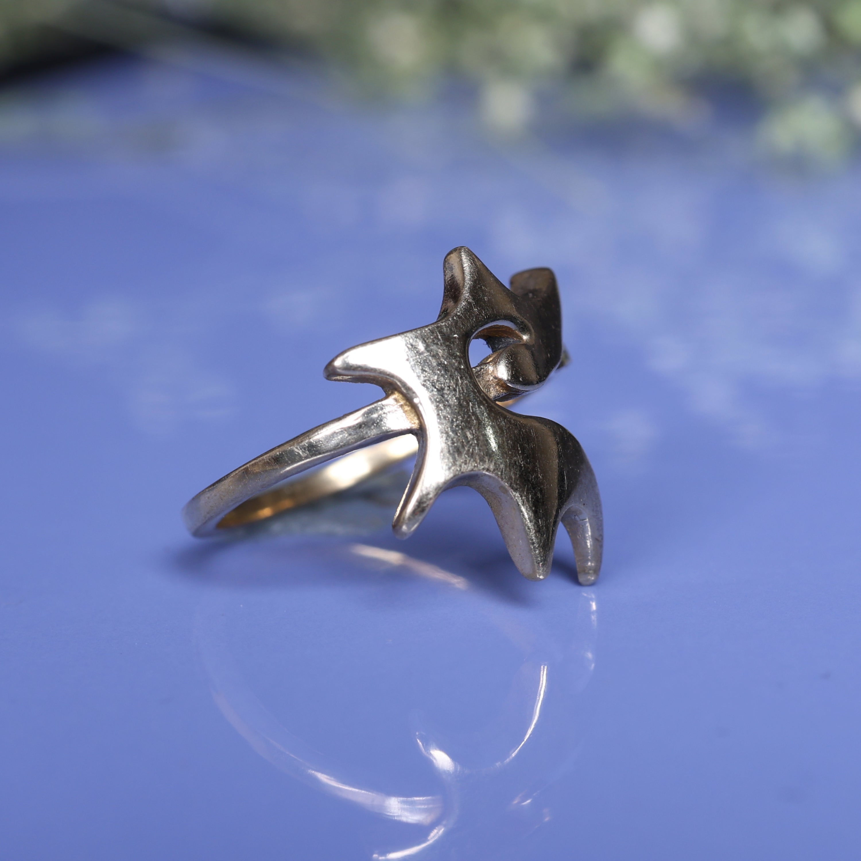 Minimal Abstract Bird Design Ring for Women | Handcrafted Gold Tone Jewelry
