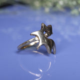 Minimal Abstract Bird Design Ring for Women | Handcrafted Gold Tone Jewelry