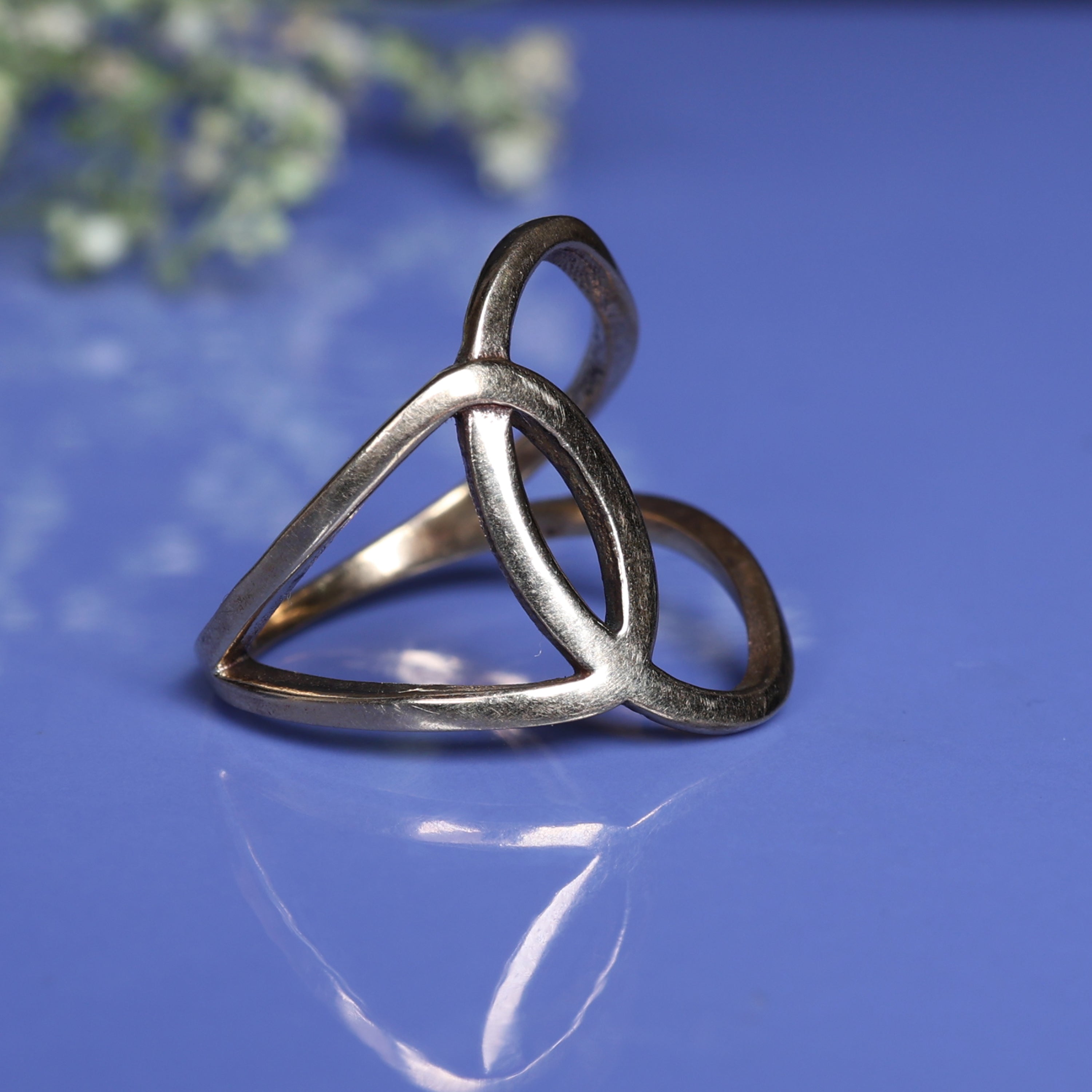 Abstract Open Geometric Ring for Women | Handcrafted Minimal Gold Tone Jewelry