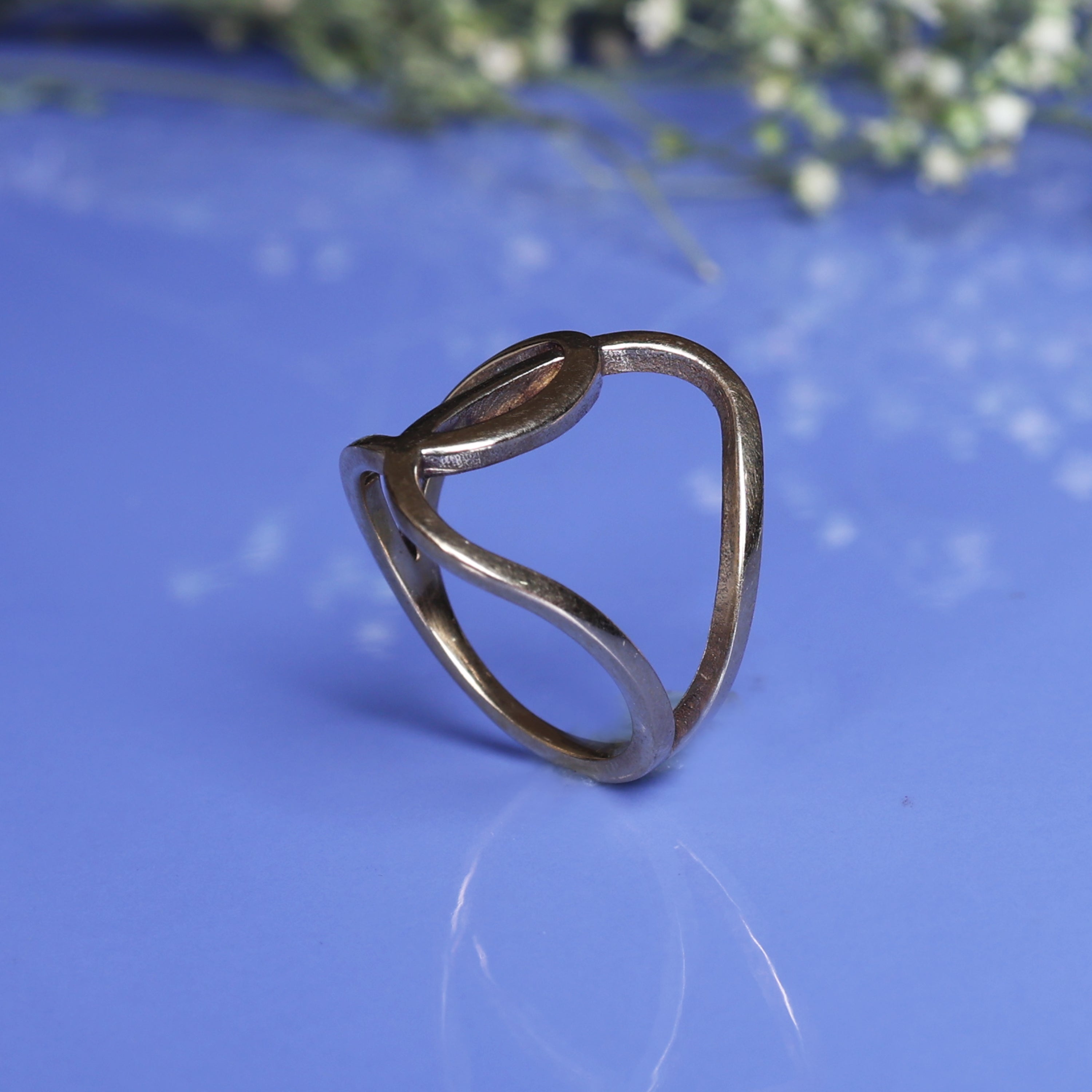 Abstract Open Geometric Ring for Women | Handcrafted Minimal Gold Tone Jewelry
