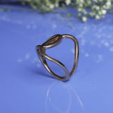 Abstract Open Geometric Ring for Women | Handcrafted Minimal Gold Tone Jewelry