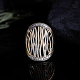 Handcrafted Brass Stone Studded Oval Ring – Elegant Statement Jewelry