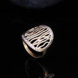 Handcrafted Brass Stone Studded Oval Ring – Elegant Statement Jewelry